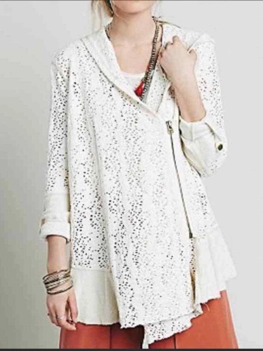 Free People Doily Open Knit Oversized Hooded Cardigan Size S